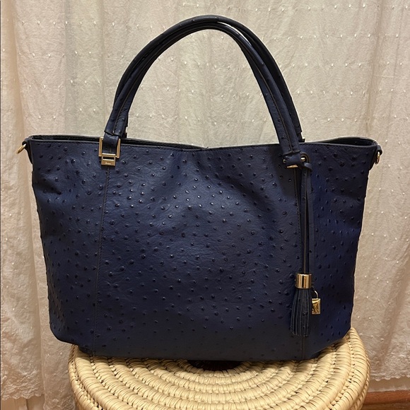 G.I.L.I. Handbags - G.I.L.I. Purse Roma 4 Tote Bag Large Blue Ostrich Leather